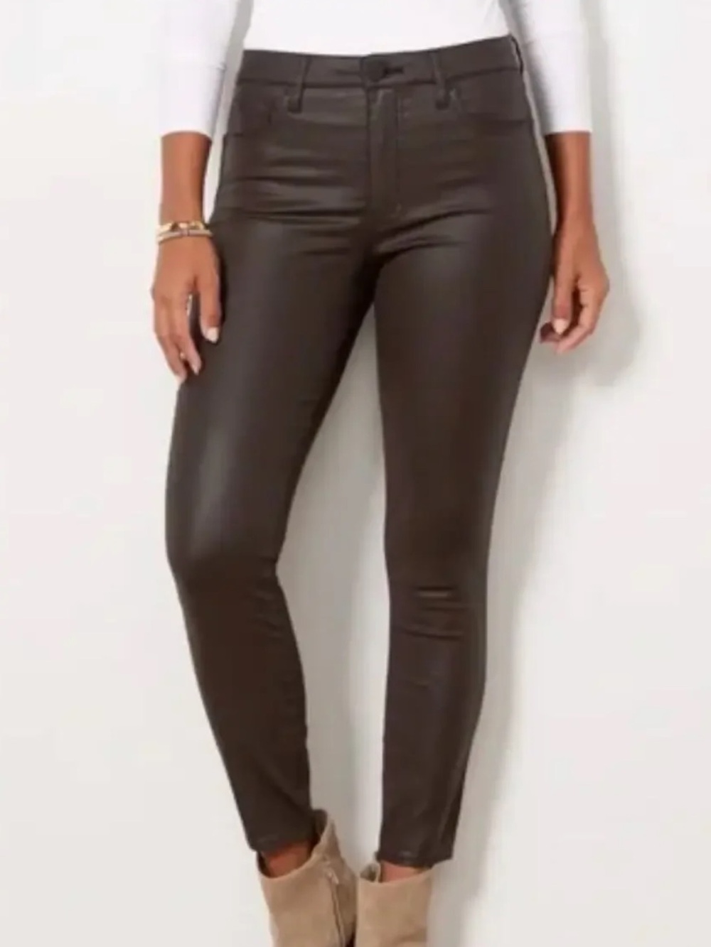 Kut from the Kloth Donna Fab Ab Faux Leather Skinny Jeans in Brown size 10